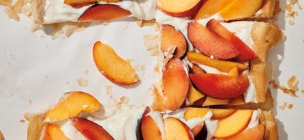 Peach & plum phyllo slab pie