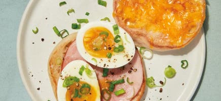 Jammy egg breakfast sandwich