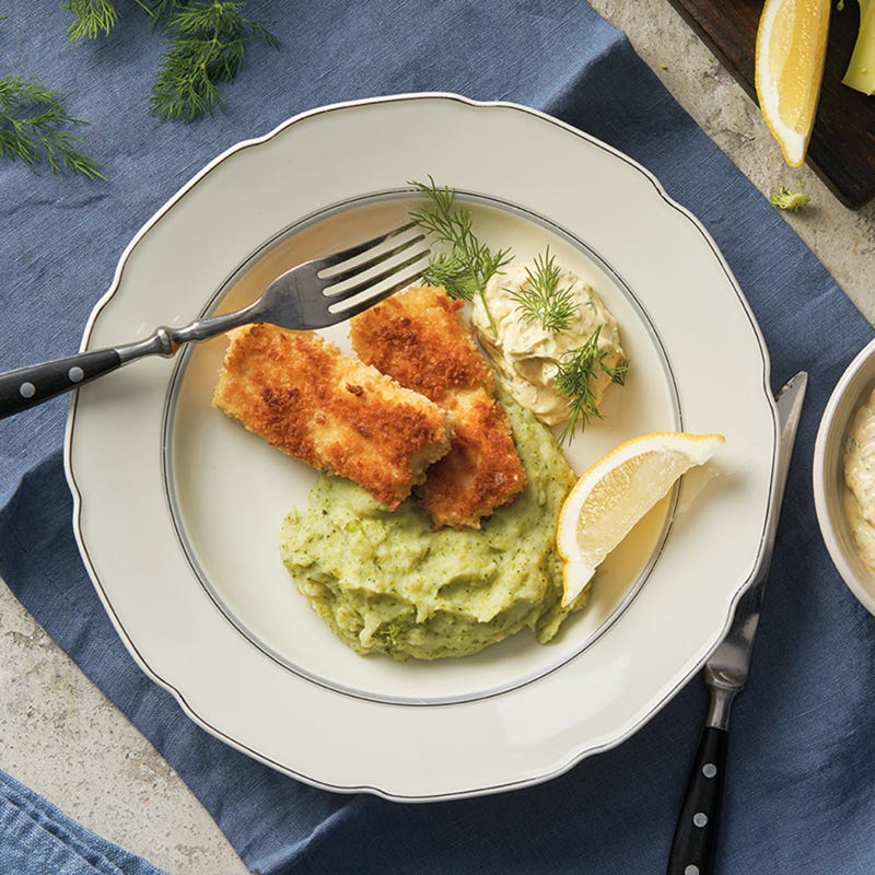 Tofu-Sticks mit Brokkolipüree & Remoulade