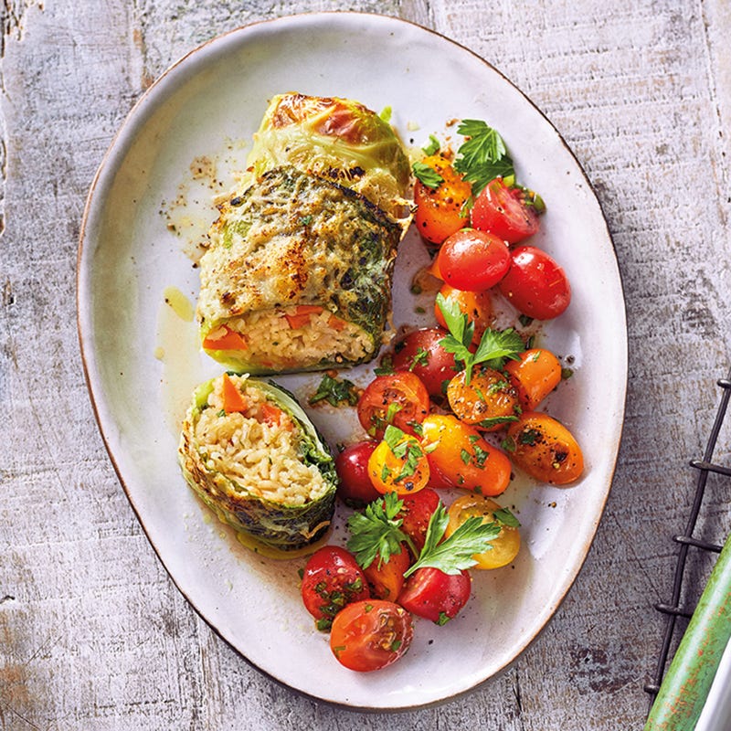 Wirsingrouladen mit Reisfüllung