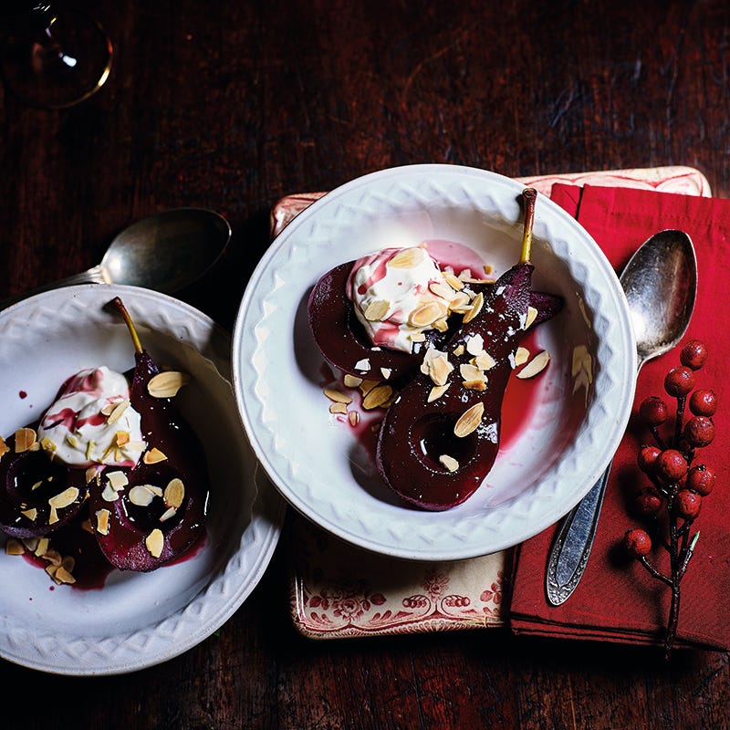 ViktVäktarna - Glöggpocherade päron med mandelspån