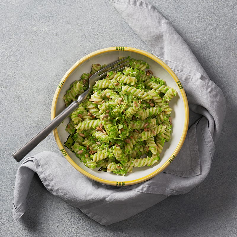 ViktVäktrana - Pasta med ärtpesto och saltrostade solroskärnor