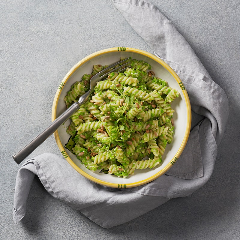 ViktVäktrana - Pasta med ärtpesto och saltrostade solroskärnor