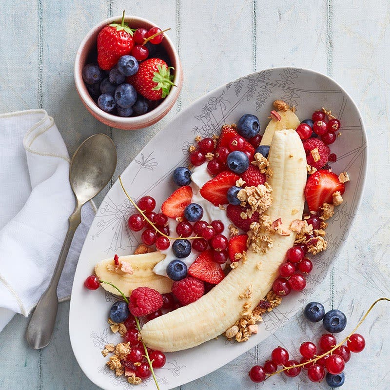 Schneller, fruchtiger Bananensplit