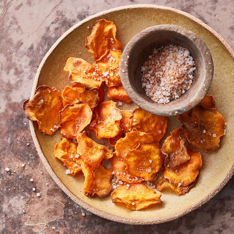 Süsskartoffelchips aus der Heissluftfritteuse