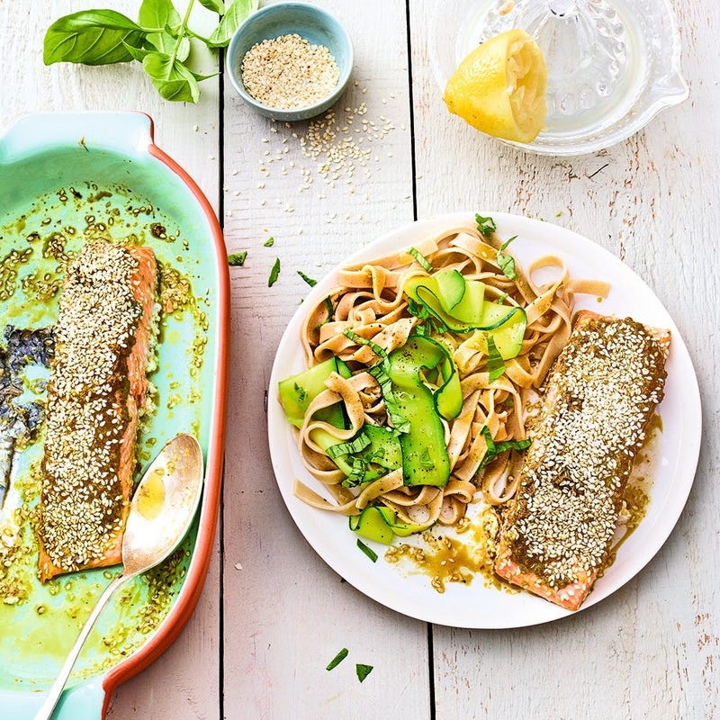 Foto van Zalm met sesam en pestokorst door WW