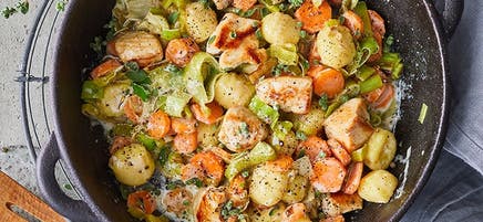 Poêlée de gnocchis aux poireaux et carottes