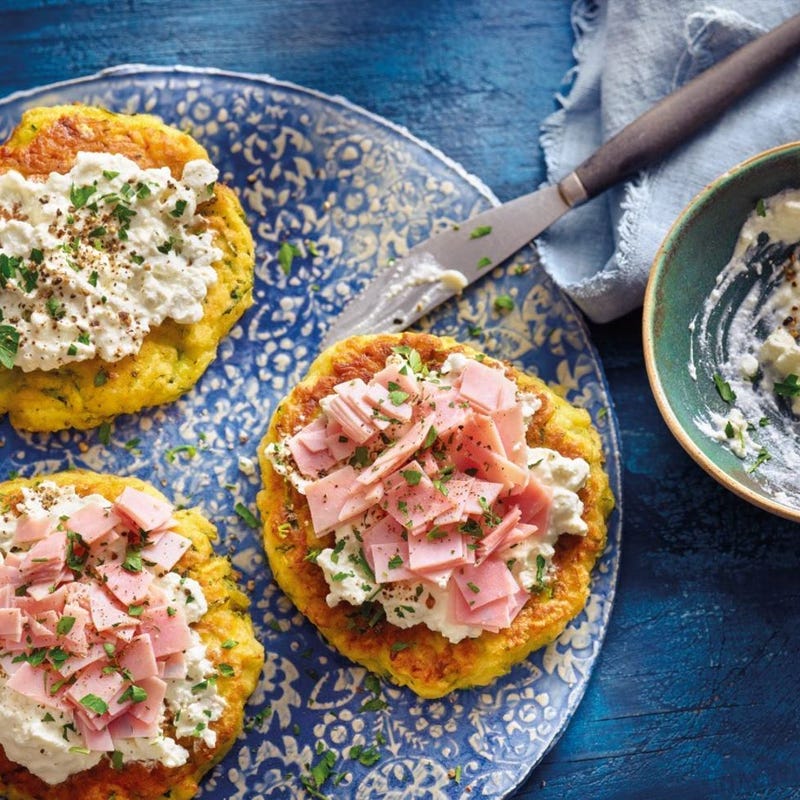 Foto van Courgettepannenkoekjes met cottage cheese en ham door WW