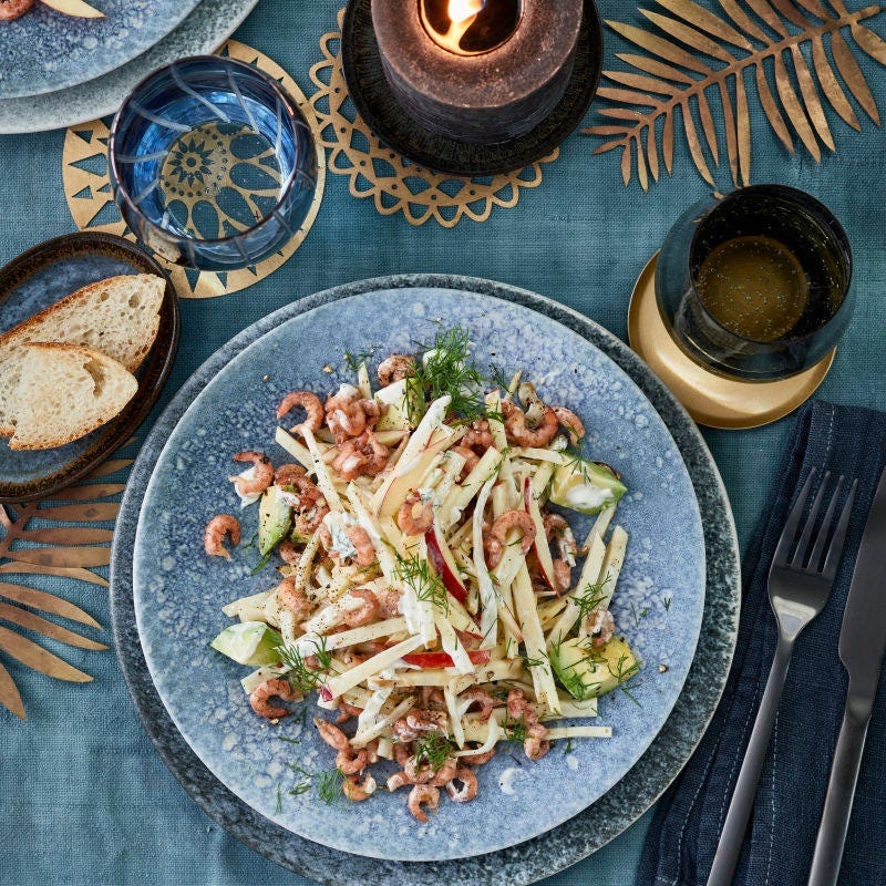 Waldorfsalat mit Krabben