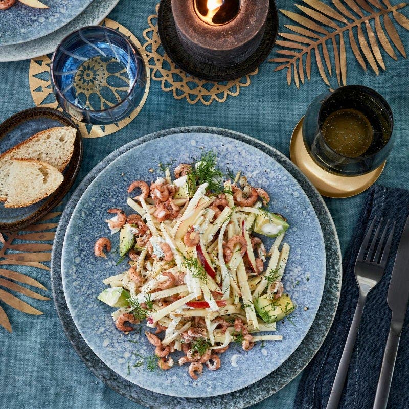Waldorfsalat mit Krabben