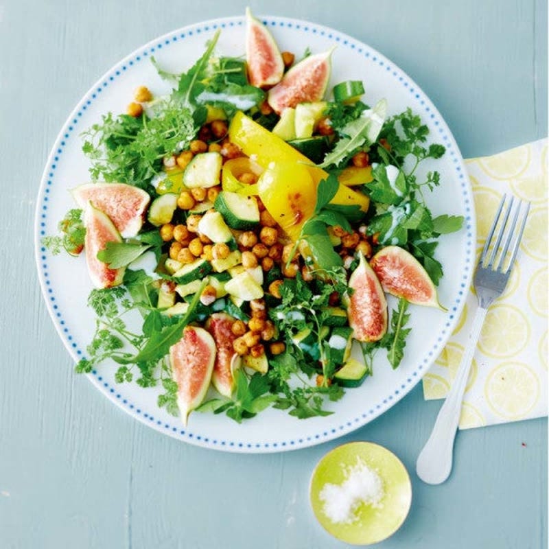 Salade aux figues et pois chiches croustillants