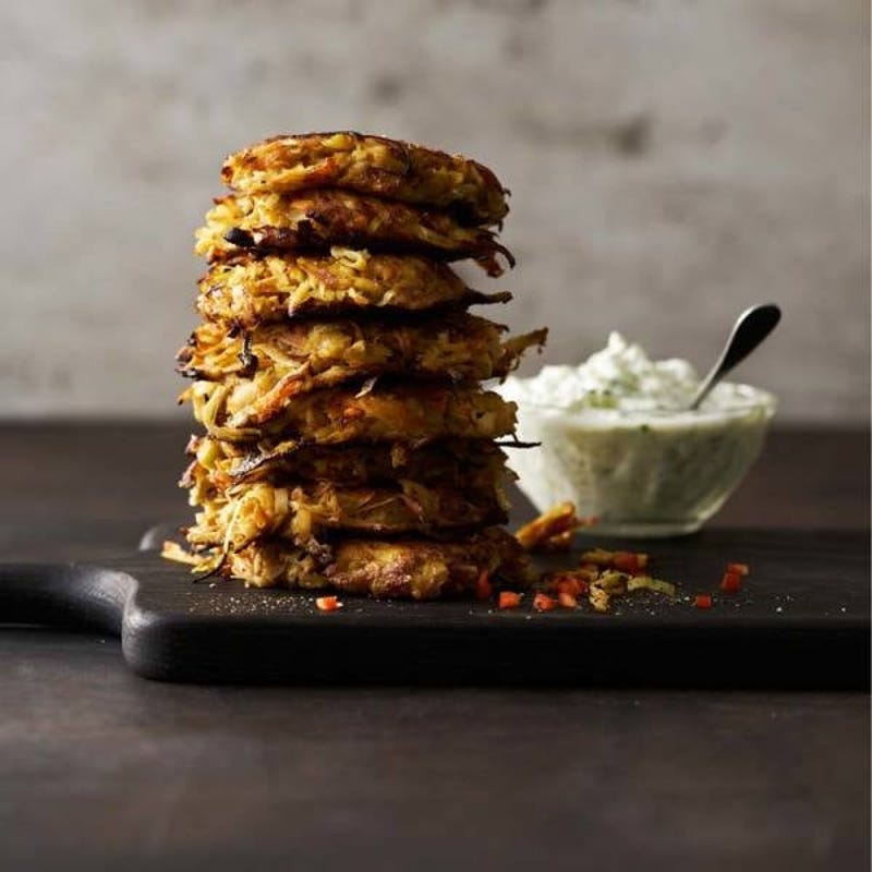 Galettes de légumes et sauce tzatziki