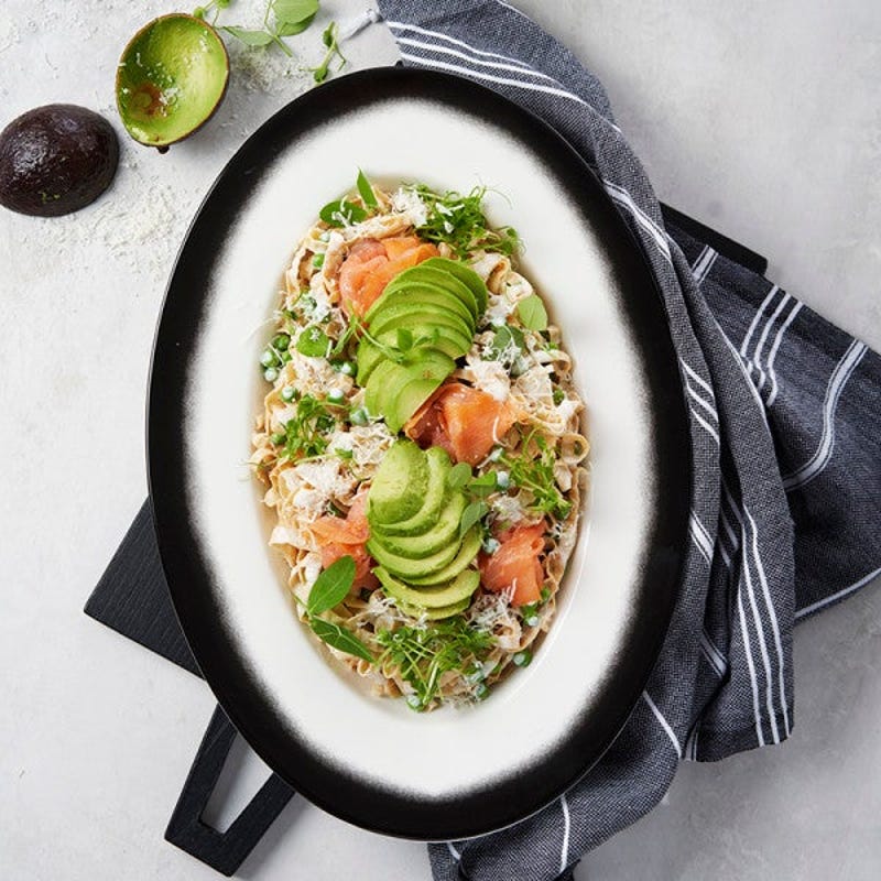 Pâtes crémeuses au saumon fumé et à l’avocat