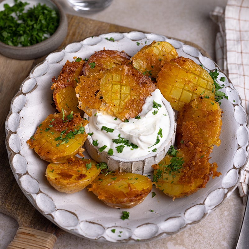 Parmesankartoffeln mit leichtem Dip