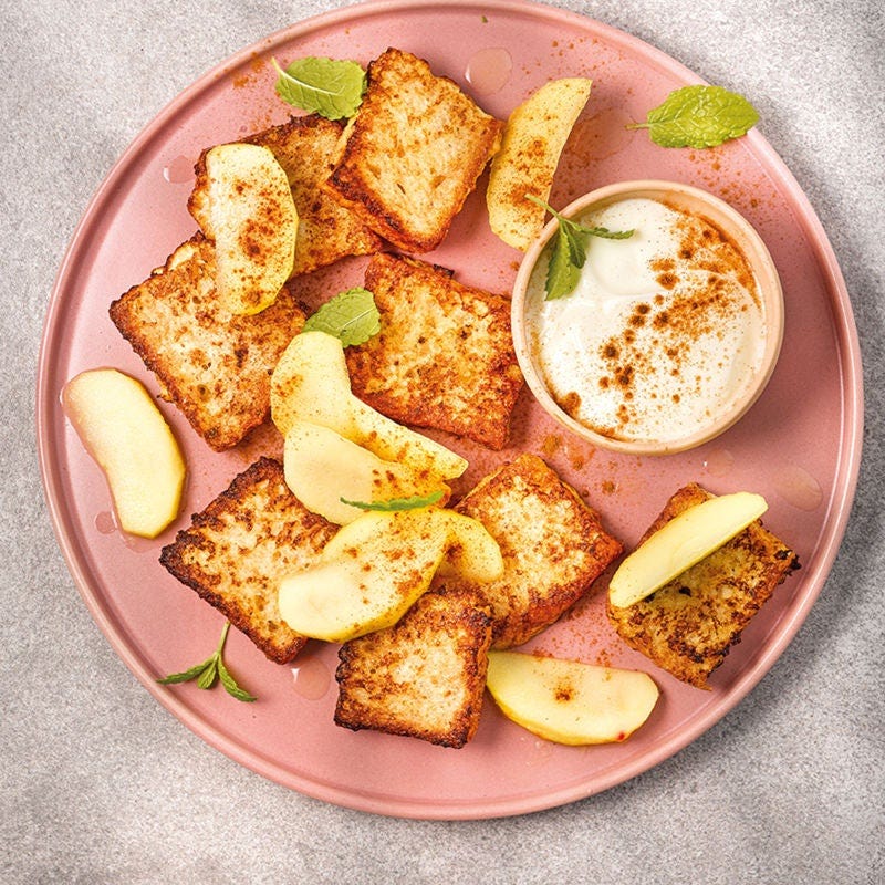 Arme-Ritter-Würfel mit Zimtcreme & Äpfeln