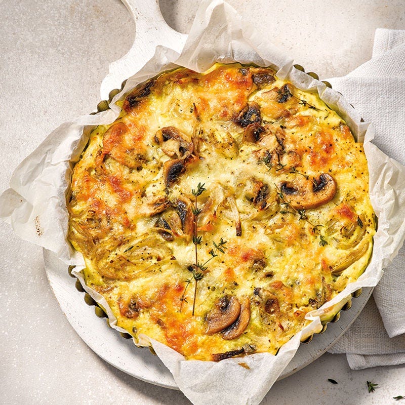 Champignon-Zwiebel-Quiche ohne Boden