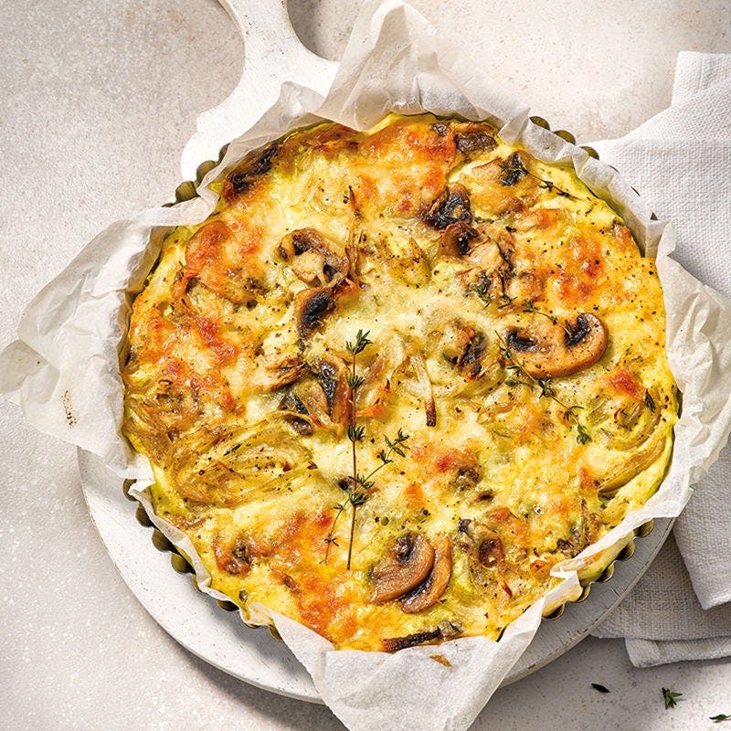Champignon-Zwiebel-Quiche ohne Boden