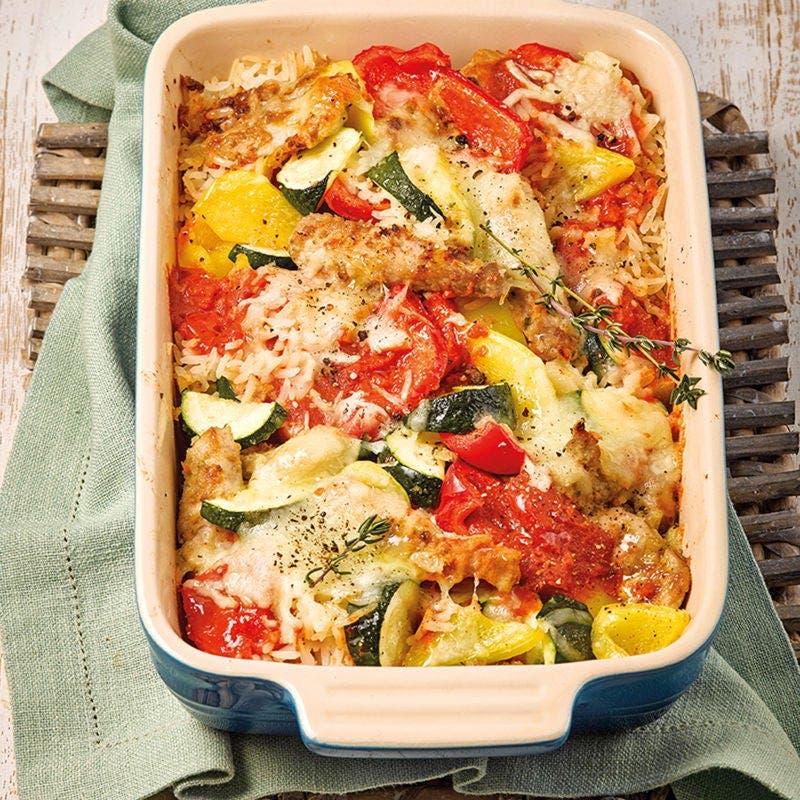 Gyrosauflauf mit Tomaten