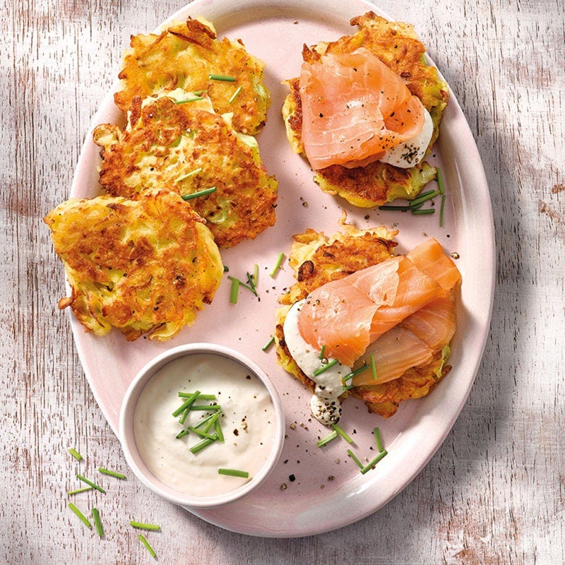 Kartoffel-Apfel-Puffer mit Schnittlauchsauce