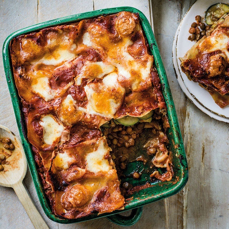 Lasagne mit Zucchini und Linsen