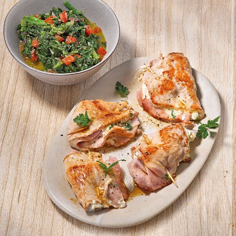 Schnitzeltaschen mit Spinat