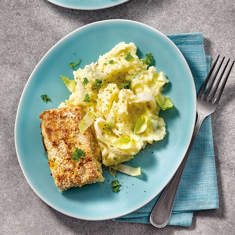 Seelachsfilet mit Kartoffel-Chicorée-Stampf