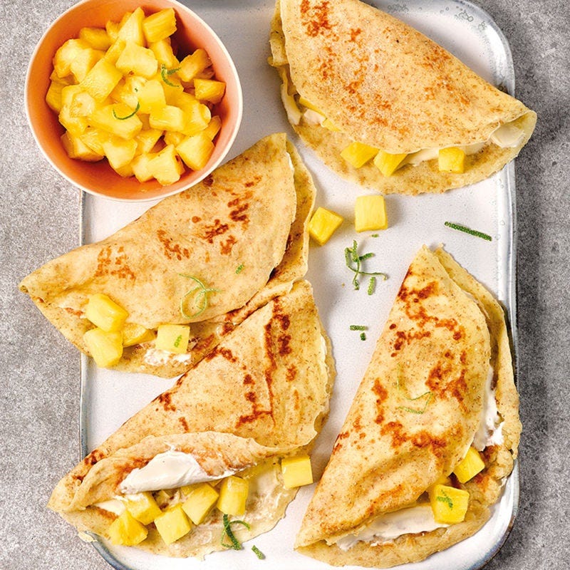Vollkorncrêpes mit Salted Caramel Ananas