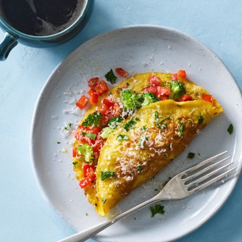 Photo of Cheesy broccoli, tomato & pepper omelette by WW