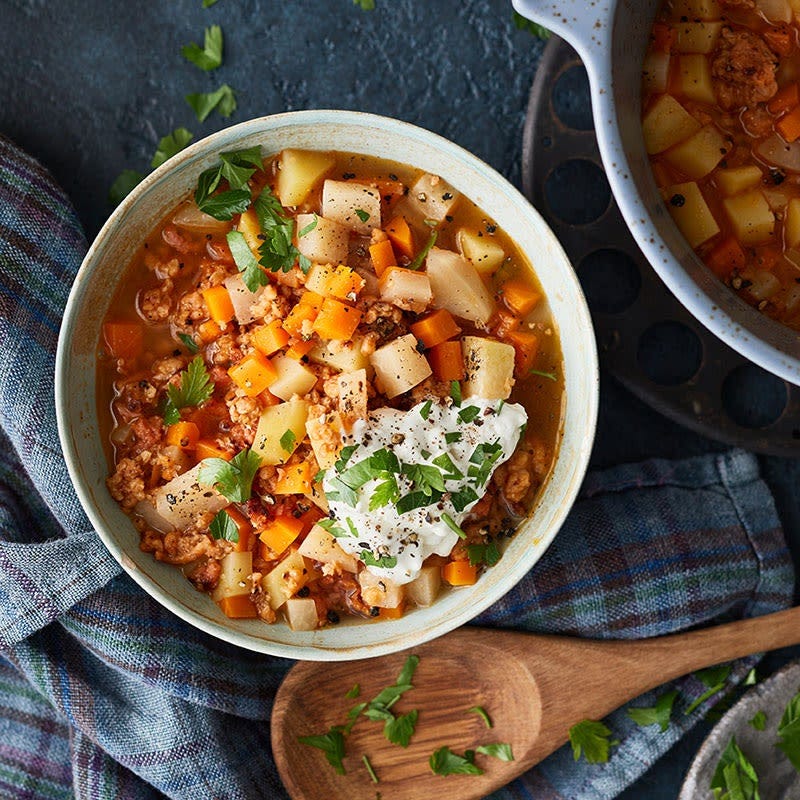 Veganer Hack-Kohlrabi-Karotten-Topf