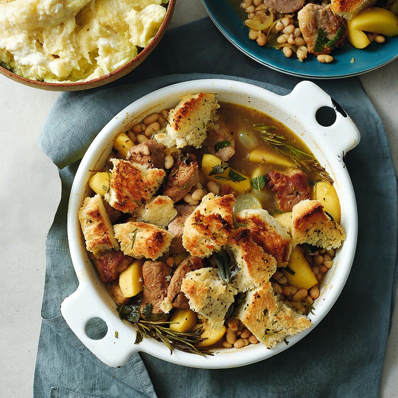 ViktVäktarna - Fläskfilégryta med äpple, bönor och krutonger