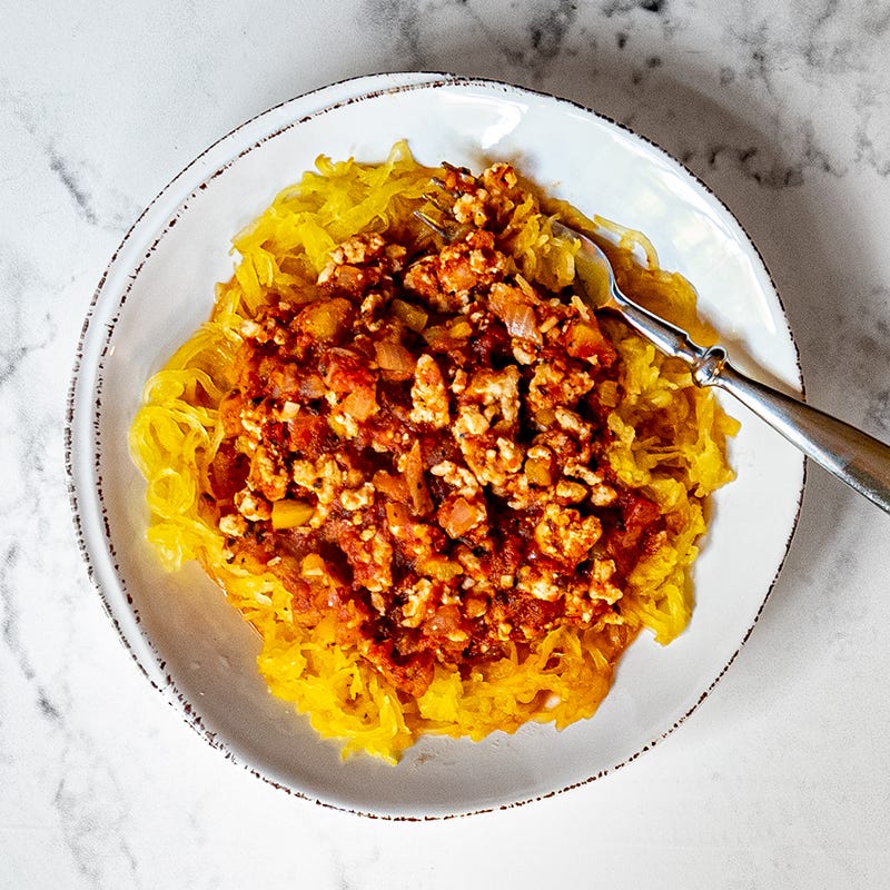 Photo of Spaghetti squash with turkey meat sauce by WW