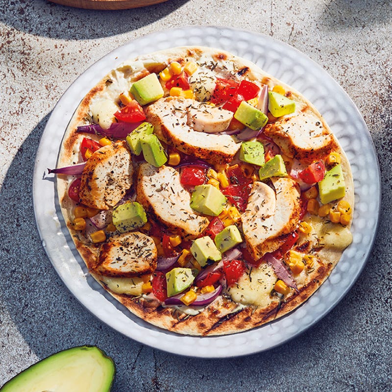 Hähnchen-Avocado-Blitzpizza