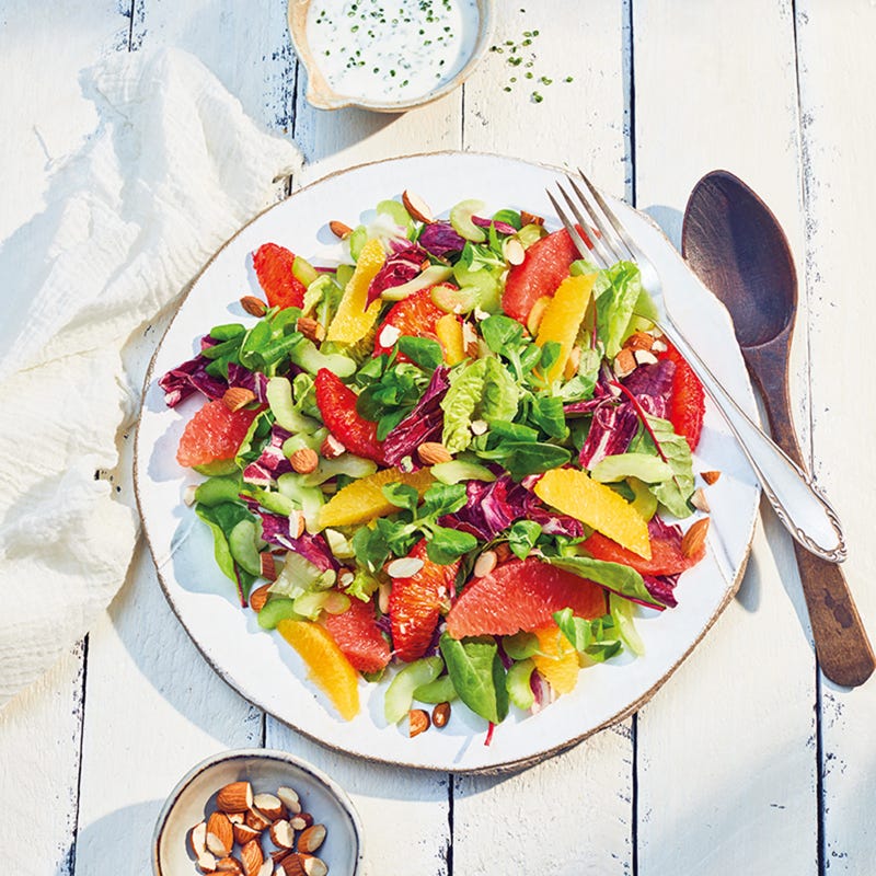 Pflücksalat mit Zitrusfrüchten & Ranchdressing