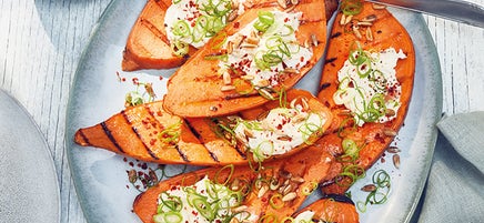 Patate douce grillée et crème de feta épicée
