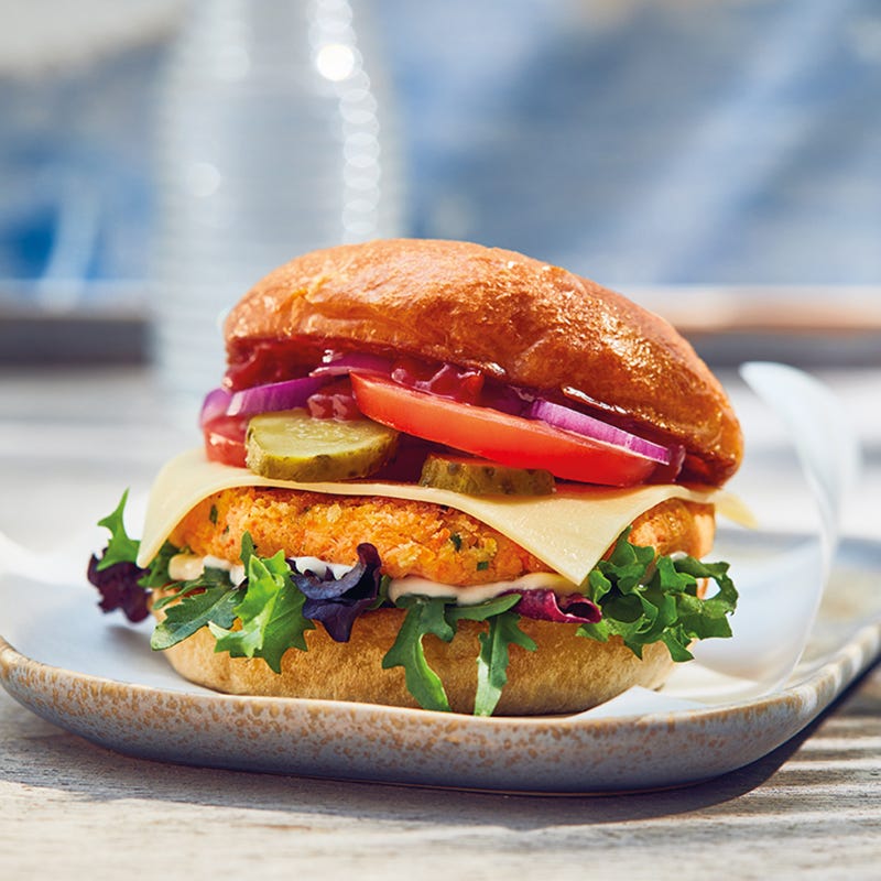 Veggie-Cheeseburger mit Bohnenpatty