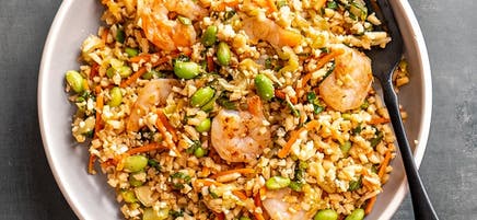 Prawn & edamame fried cauliflower rice
