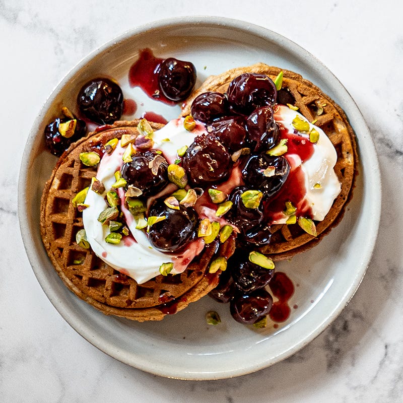 Photo of Waffles with yogurt & cherry compote by WW