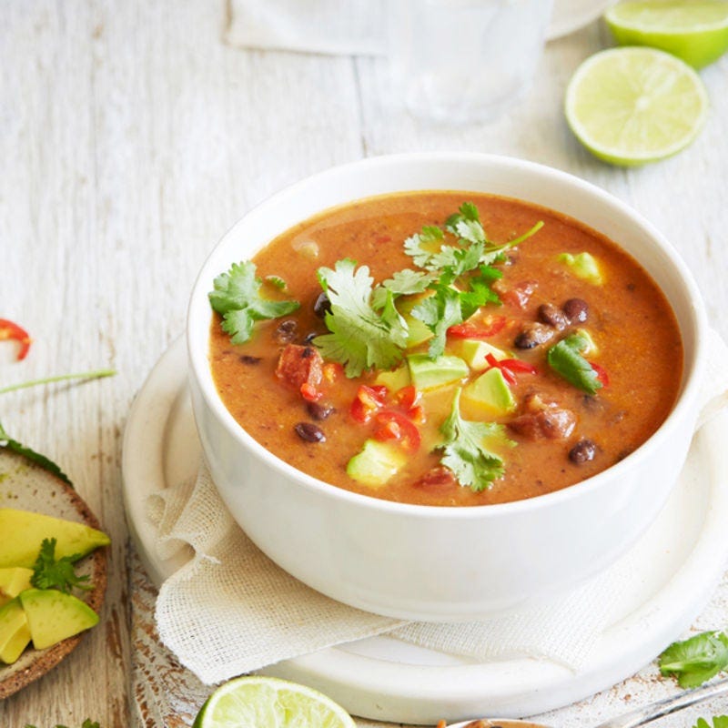 smoky black bean and chorizo soup