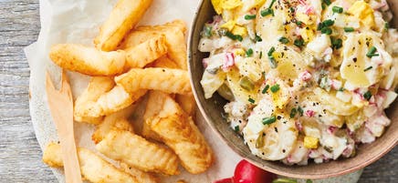 Kabeljauwfilet met radijs-aardappelsalade