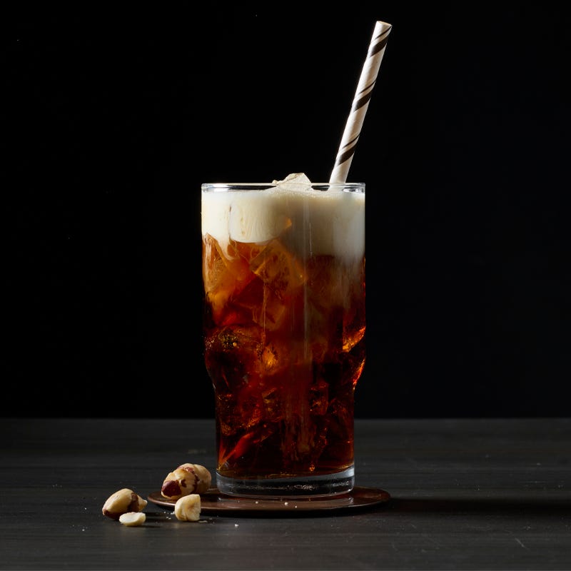 Iced coffee with vanilla and hazelnut