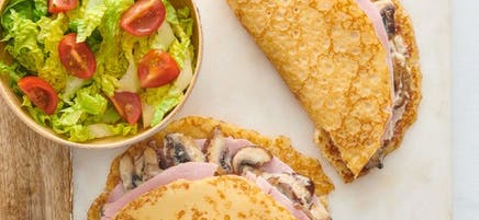 Crêpes au jambon et aux champignons