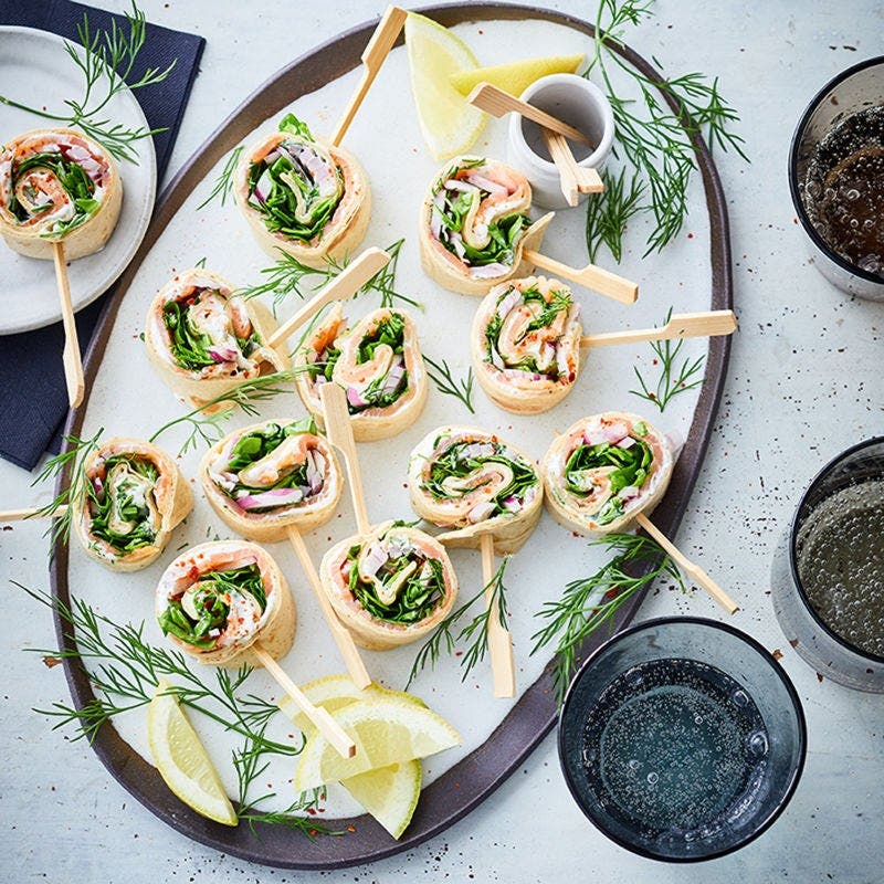 Spinat-Lachs-Wrapröllchen