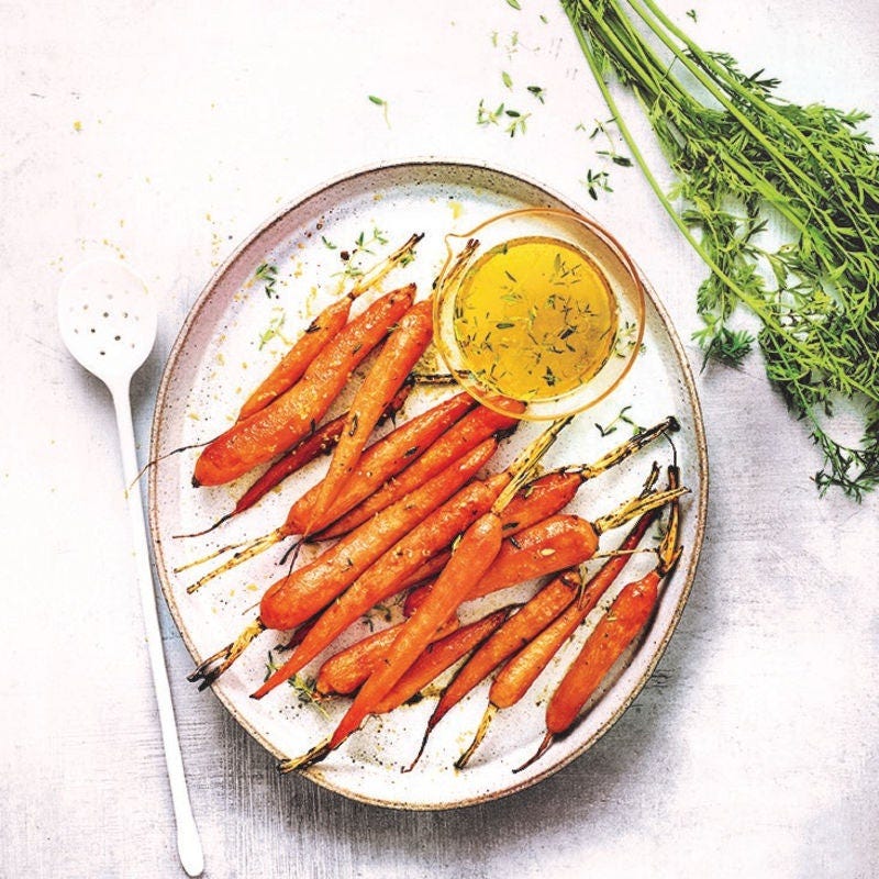 Carottes rôties au miel et au thym