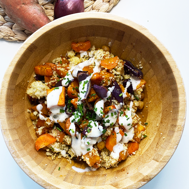 Salade de couscous aux légumes rôtis