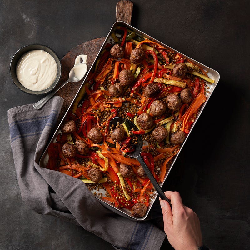 ViktVäktarna - Kryddiga köttbullar med linser och vispad tahini