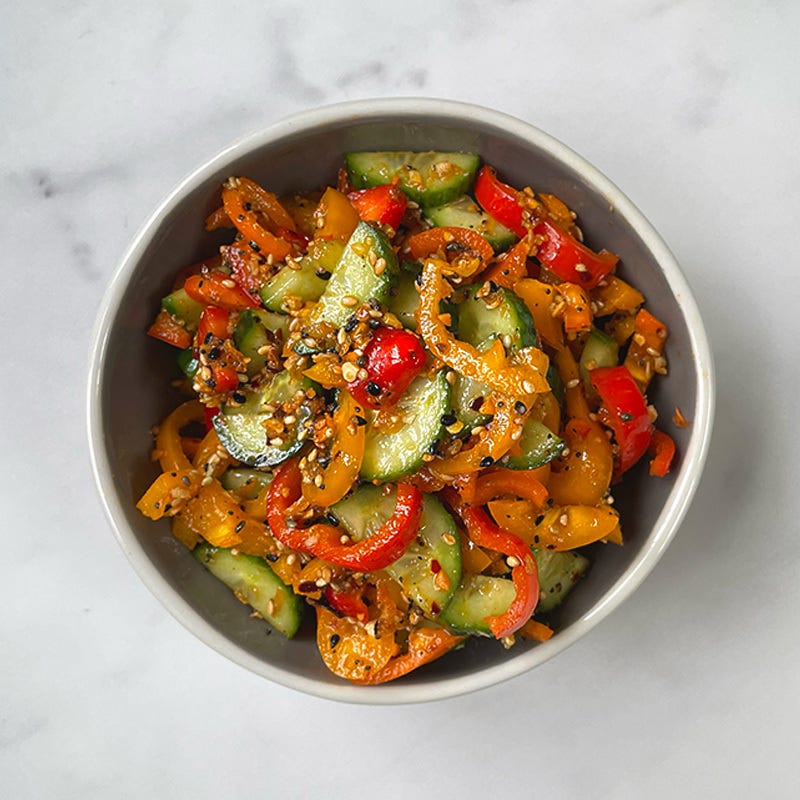 Bowl of cucumber and pepper salad