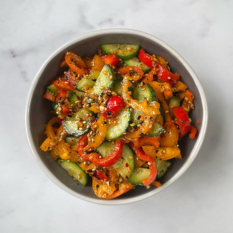 Bowl of cucumber and pepper salad