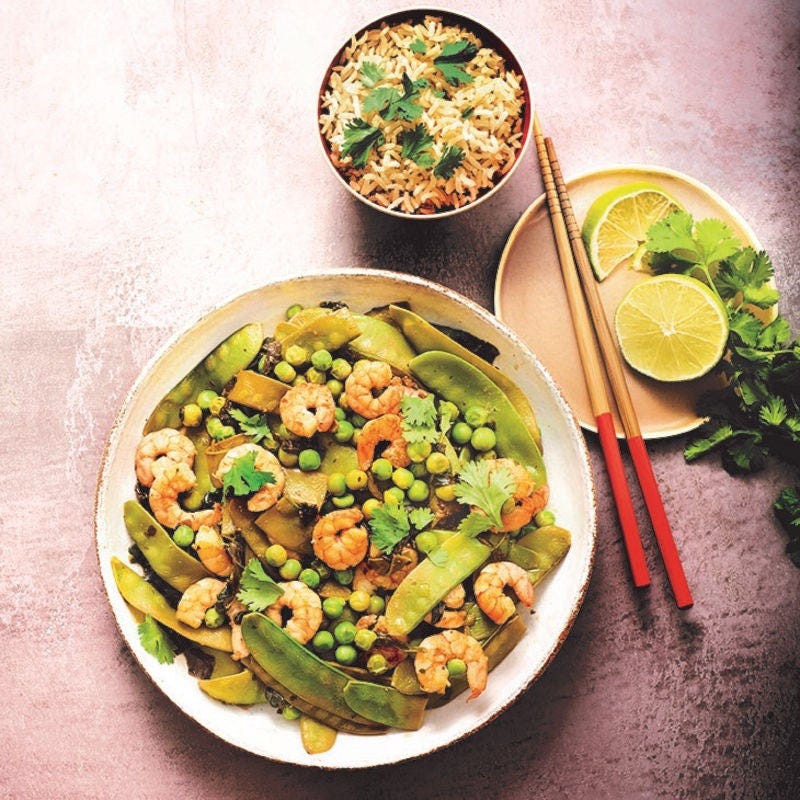 Crevettes sautés au soja