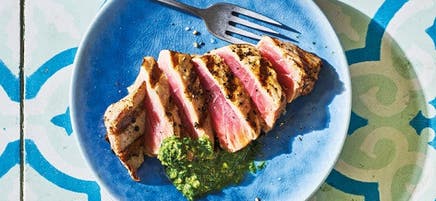 Grilled tuna with Italian salsa verde