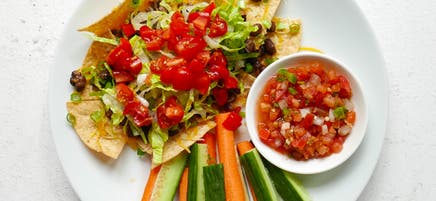 Cheesy black bean nachos
